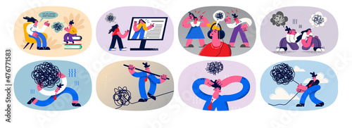 Set of people look for problem solving 