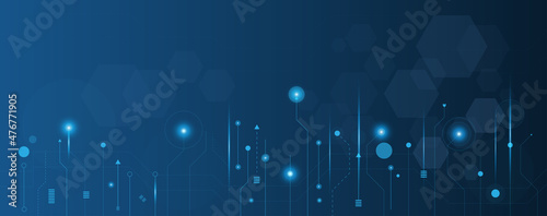 Blue circle and line technology abstract technology innovation concept vector background and glowing light