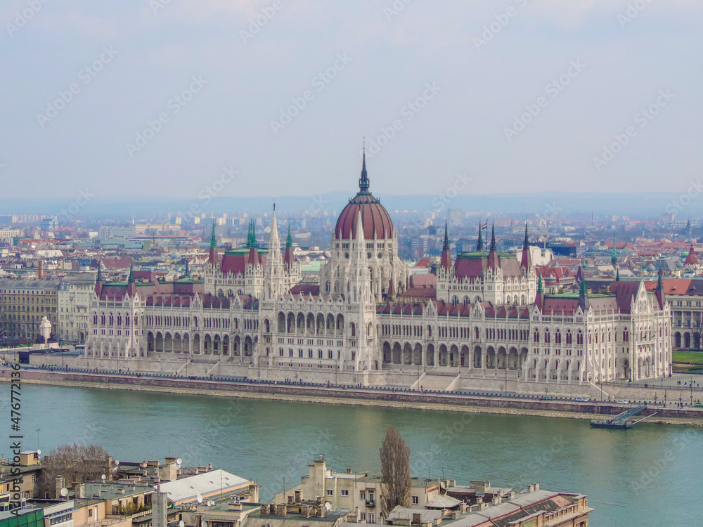 Budapest, Hungary, March 2016 - view of the beautiful Hungarian Parliament Building Budapest, Hungary, March 2016 - view of the beautiful Hungarian Parliament Building