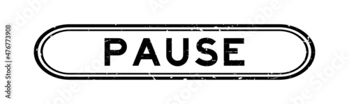 Grunge black pause word rubber seal stamp on white background