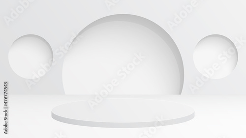 3d podium rendering vector of white geometric background or texture. base background Empty Minimal Design Ideas Stage for ceremony on white podium background, 3D rendering.