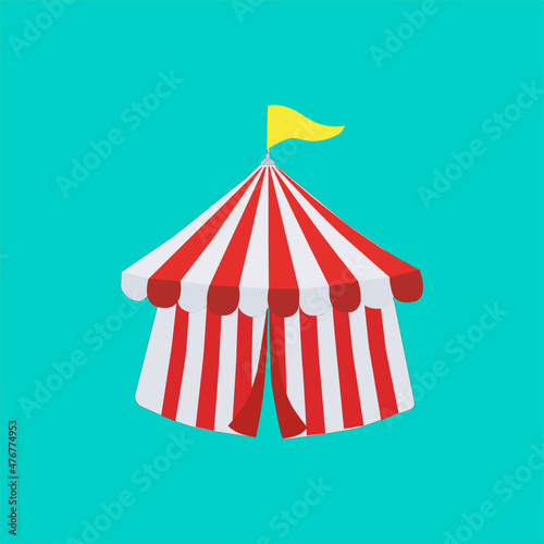 vector illustration of a circus tent on a blue background