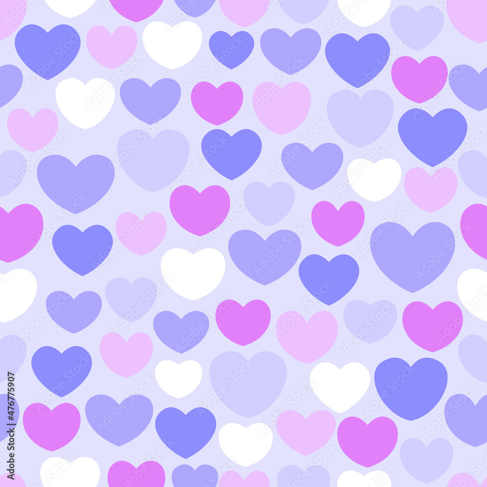 Seamless pattern for Valentine's Day Sale with heart shapes in trendy colors. Flat vector.