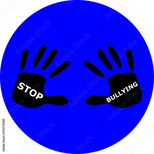 illustration of the stop bullying sign, open hands as a defense against insults