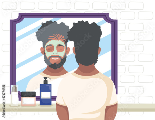 afro man in bathroom