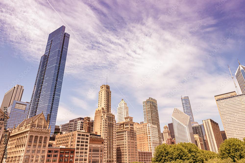 Fototapeta premium Skyline Chicago, new and old skyscrapers.