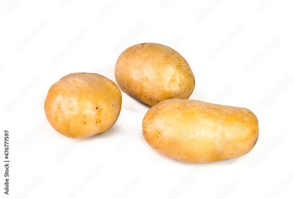 New potato isolated on white background close up New potato isolated on white background close up