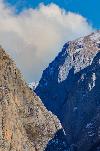 Mountains in a misty haze a...
