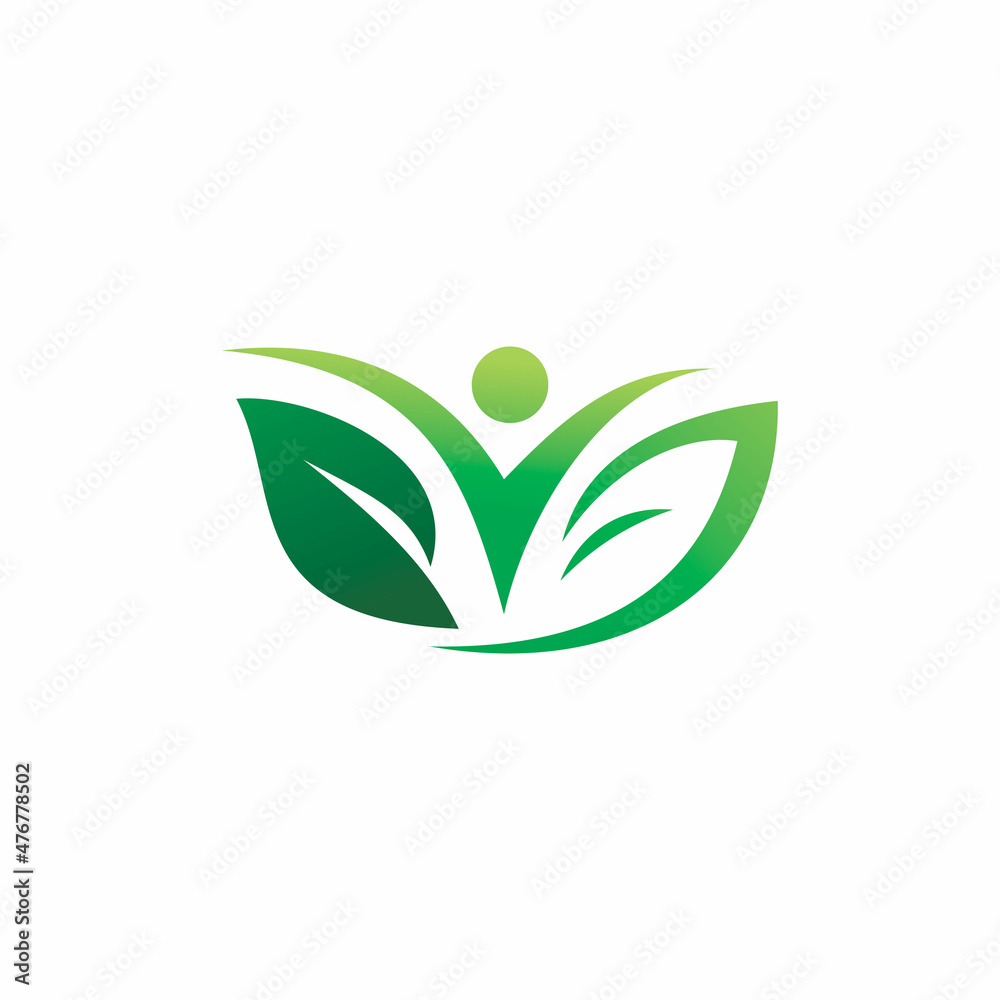 green nature leaf people logo design