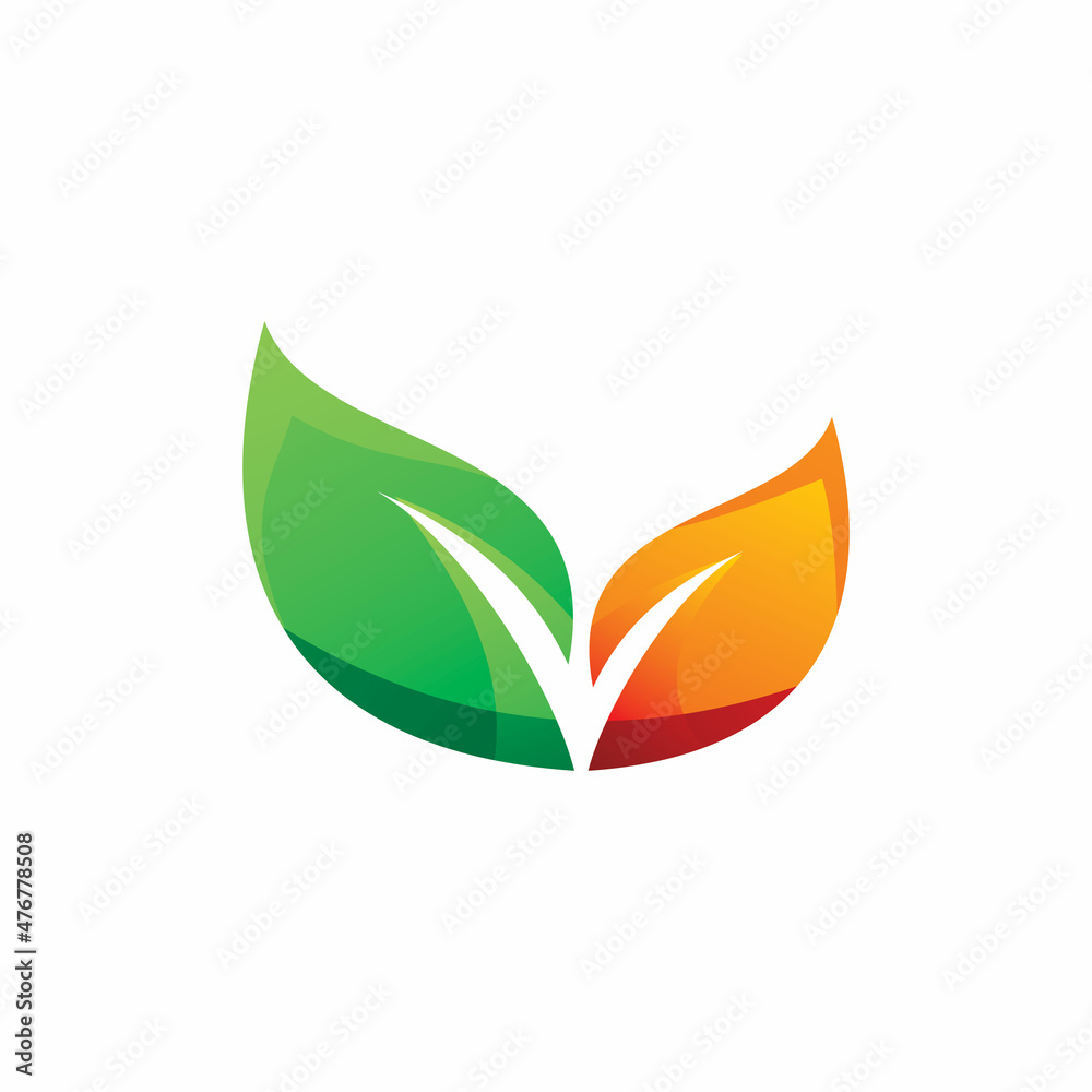 full color leaf logo design