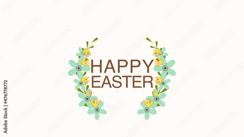 Happy Easter with spring flowers on white texture, motion holidays and spring style background Happy Easter with spring flowers on white texture, motion holidays and spring style background