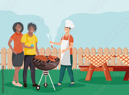 friends in bbq party