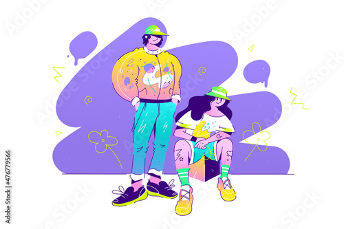 Teenage boy and girl posing