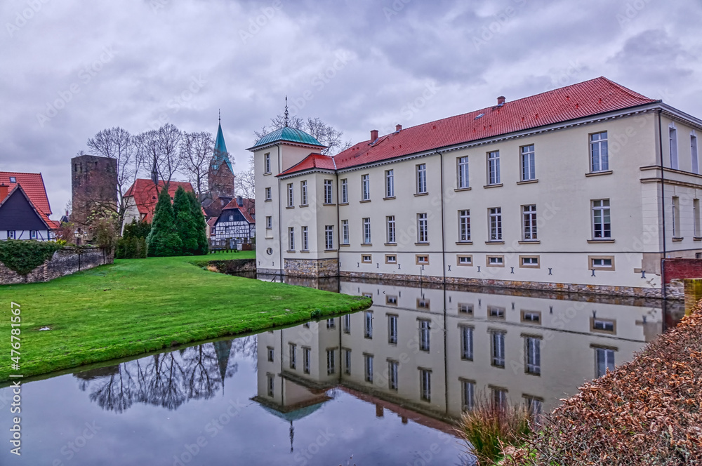 Historisches Wasserschloss und altes Dorf in Westerholt in Herten