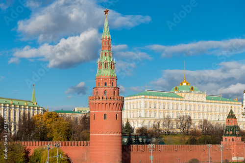 Fototapeta Naklejka Na Ścianę i Meble -  Kind to the Moscow Kremlin, Grand Kremlin Palace and Vodovzvodnaya (Sviblova) Tower