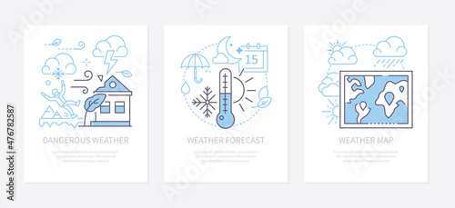 Weather forecast - modern line design style banners set