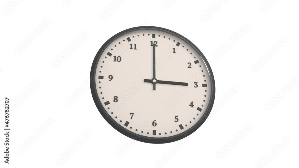 Clock Spinning 24 Hours Loop. White isolated background. Arabic numerals Clock Spinning 24 Hours Loop. White isolated background. Arabic numerals