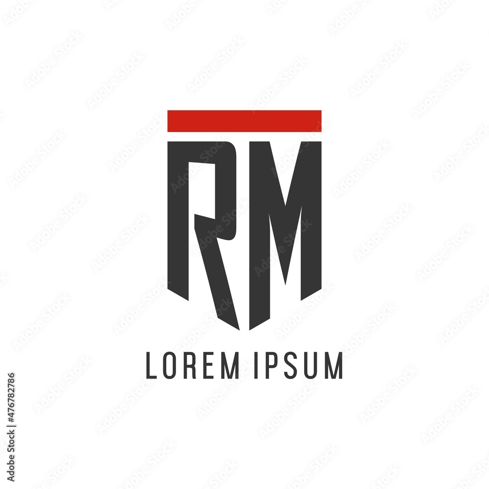 RM initial esport logo with simple shield design style Stock Vector ...