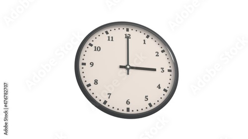 Clock Spinning 24 Hours Loop. White isolated background. Arabic numerals