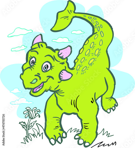 dinosaur funny toon vector illustration