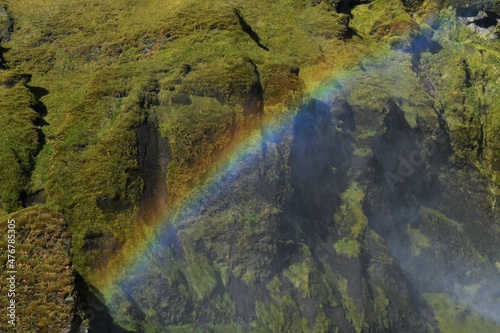 Rainbow over water by waterfall