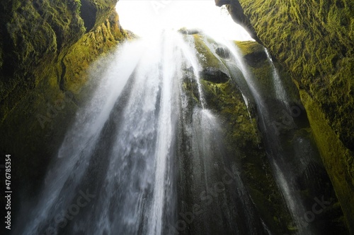 Looking up at Gljufrabui waterfall  photo