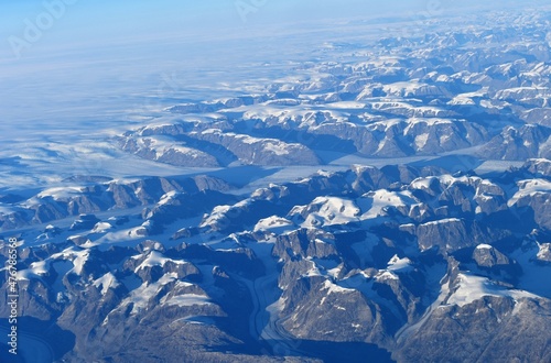 Aerial view of Greenlands coastal mountains