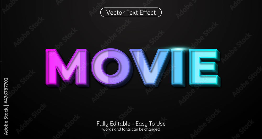 Three dimension text Movie, editable style effect template