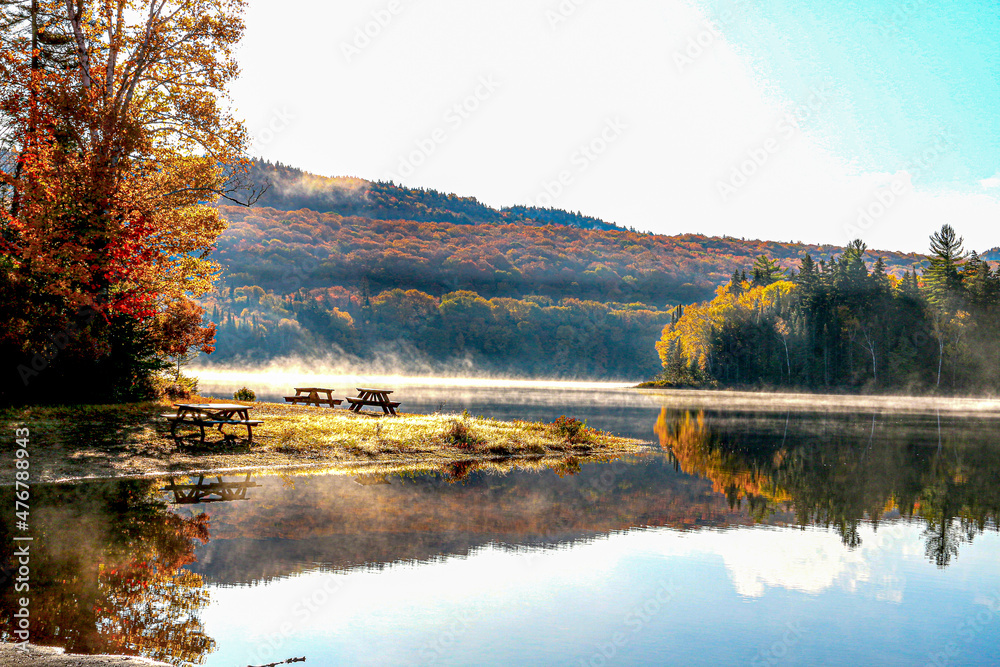 Fototapeta premium autumn landscape with lake
