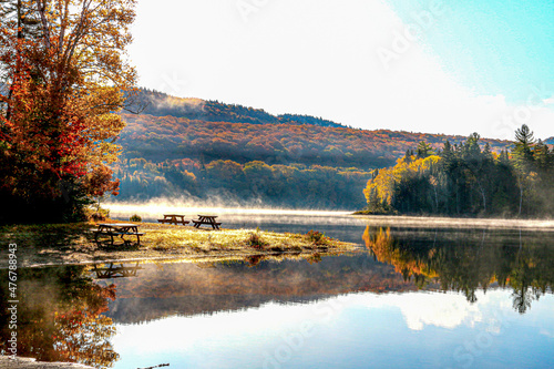 autumn landscape with lake