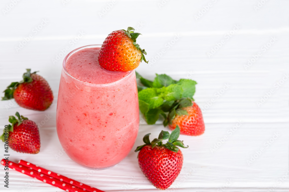 Strawberry yogurt fruit juice smoothie pink colorful fruit juice milkshake blend beverage healthy high protein the taste yummy In glass drink episode morning on white wood background. Strawberry yogurt fruit juice smoothie pink colorful fruit juice milkshake blend beverage healthy high protein the taste yummy In glass drink episode morning on white wood background.