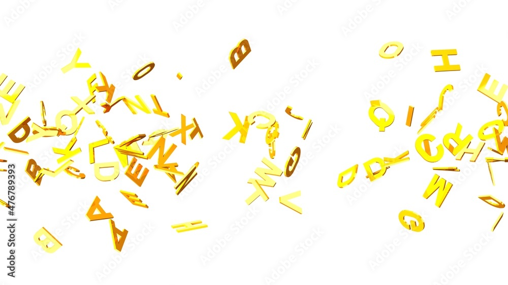 Gold alphabets on white background.
3D abstract illustration for background. Gold alphabets on white background.
3D abstract illustration for background.