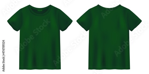 Unisex green t shirt mock up. T-shirt design template. Short sleeve tee.