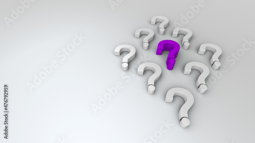 3D illustrations purple and white question mark group for business corporate and advertising