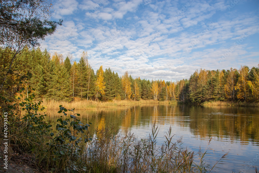 Lake in the forest in the autumn Lake in the forest in the autumn