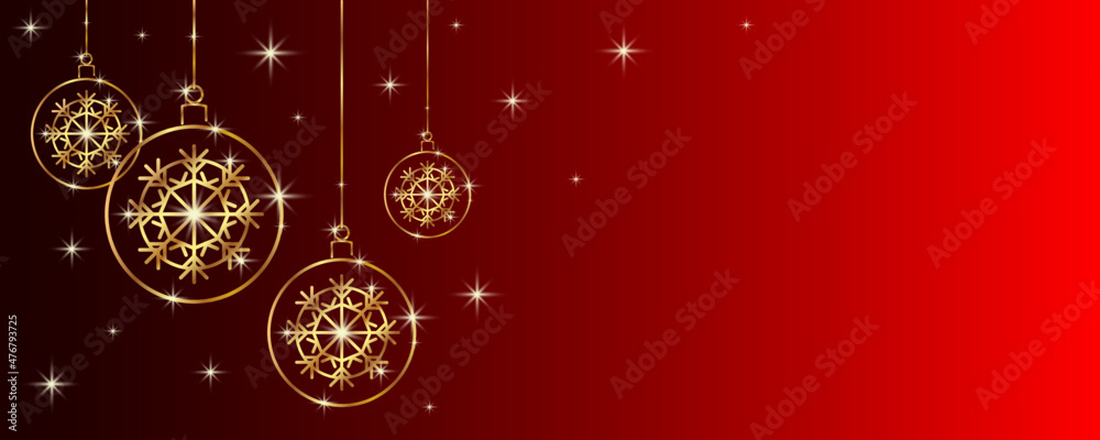 Stylized golden Christmas balls. Christmas banner
