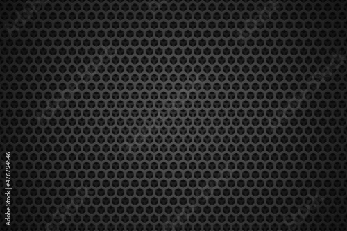Abstract hexagonal metal texture in black background