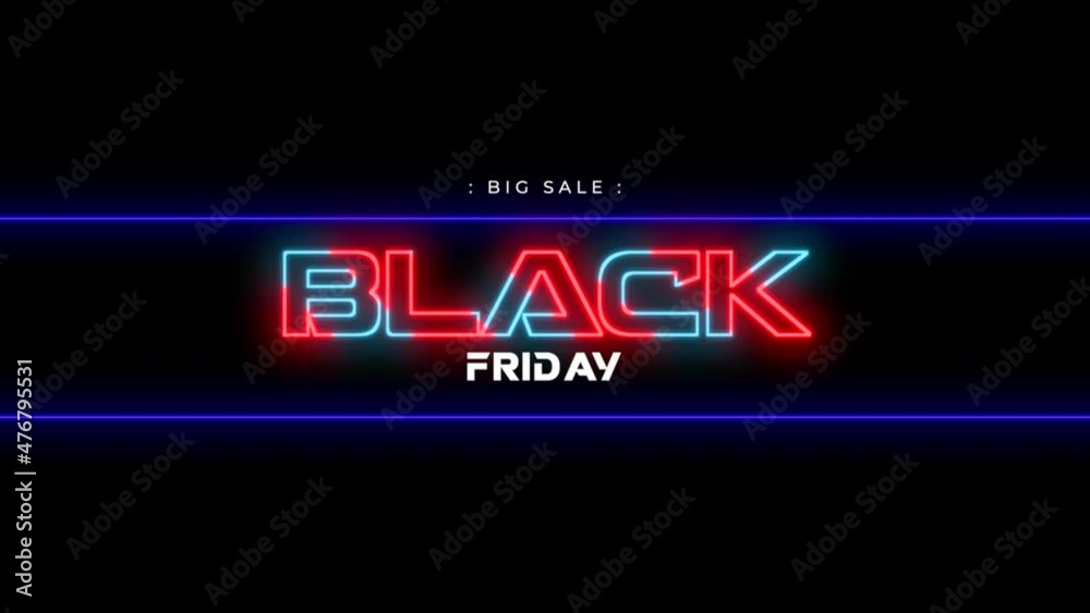 Black Friday with neon blue and red text, motion abstract holidays, business and corporate style background Black Friday with neon blue and red text, motion abstract holidays, business and corporate style background