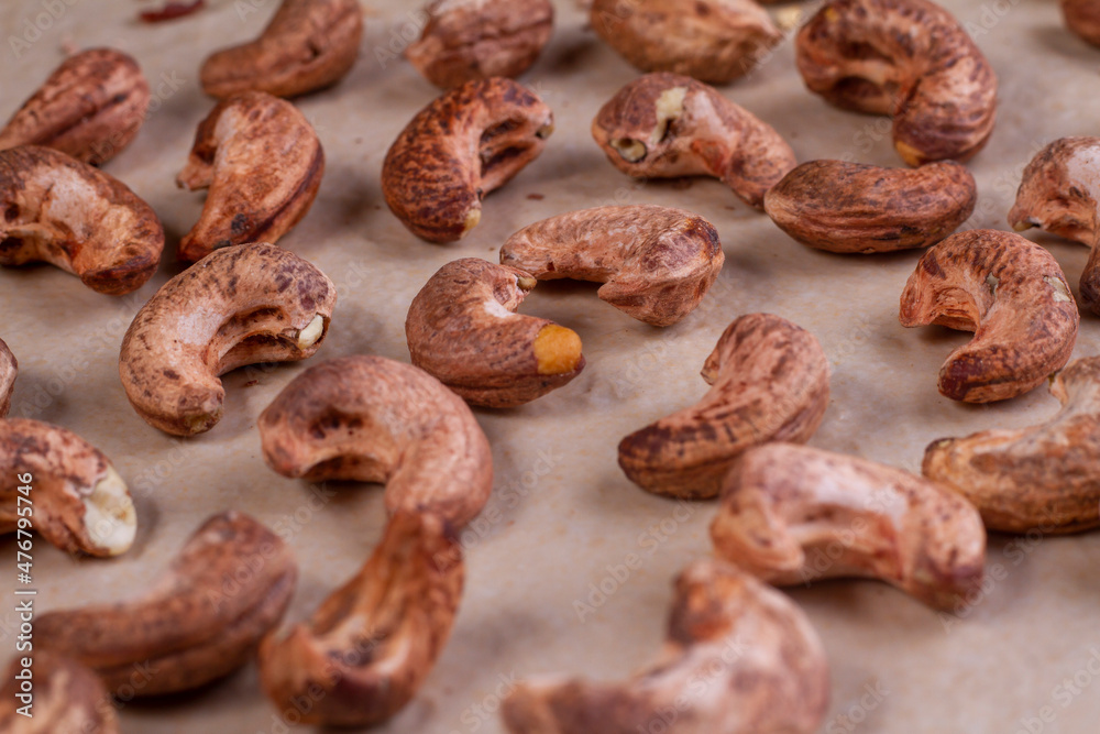 cashews isolated on light background. Flat lay cashews isolated on light background. Flat lay