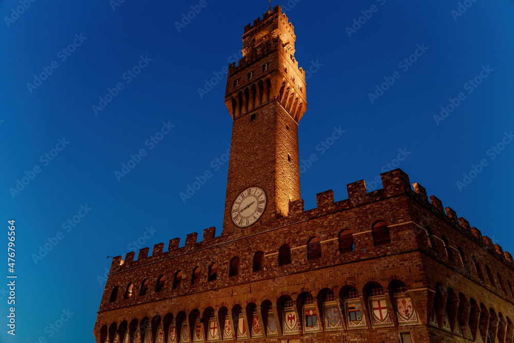 The Bell Tower of the Pieve di San Leonardo church in the historic center of Cerreto Guidi, Florence, Italy