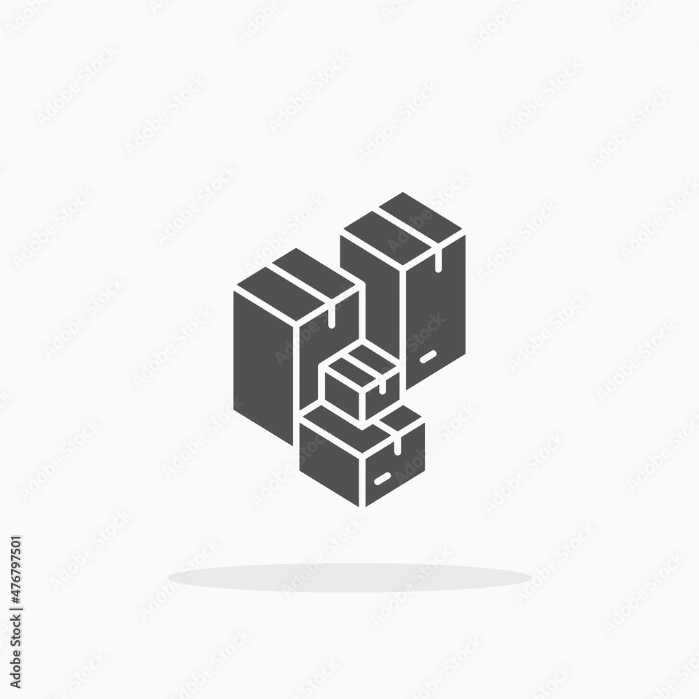 Cardboard box pile icon. Solid or glyph style. Cardboard box pile icon. Solid or glyph style.
