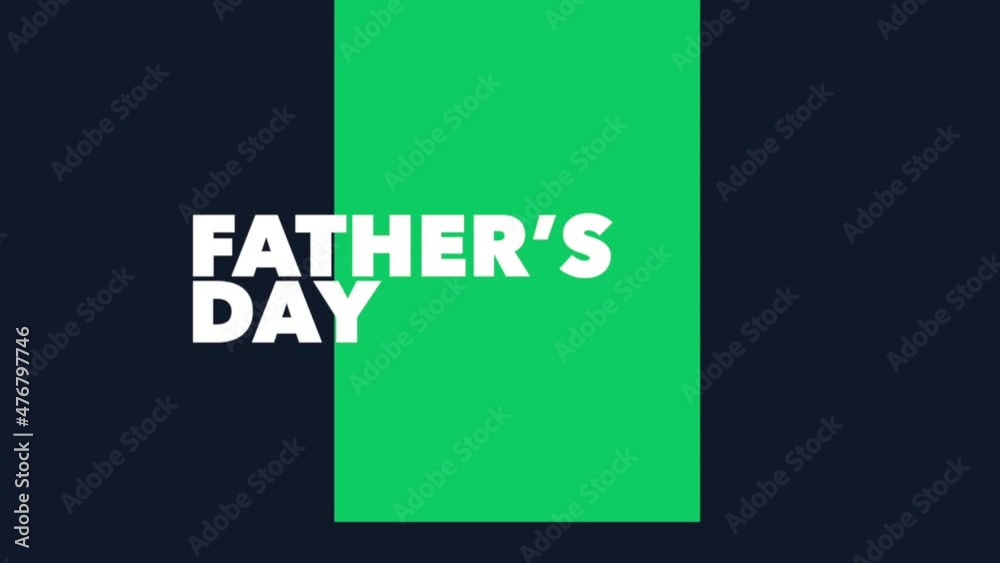 Father Day with green shape on blue color, motion holidays and promo style background Father Day with green shape on blue color, motion holidays and promo style background