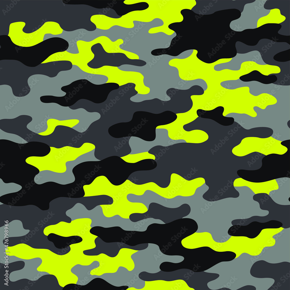 Camouflage texture seamless pattern. Abstract modern endless military bacnground for fabric and fashion textile print. Vector illustration.