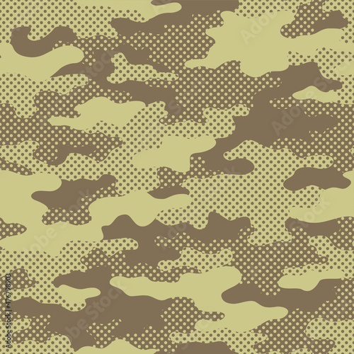 Camouflage texture seamless pattern. Abstract modern endless dotted military bacnground for fabric and fashion textile print. Vector illustration.