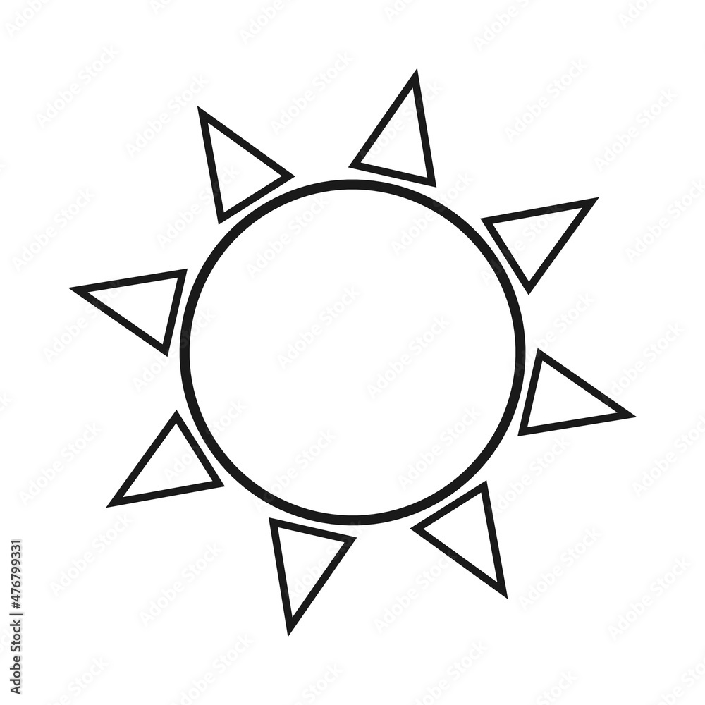 Sun line thin vector icon on white background