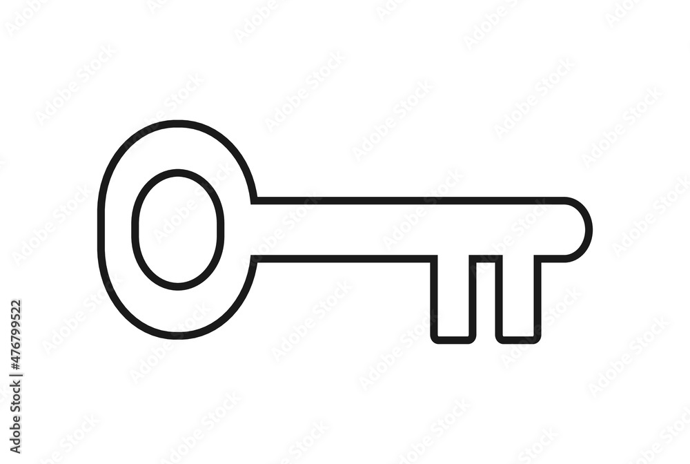 Simple key design thin vector icon on white background Simple key design thin vector icon on white background
