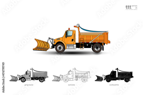 Insulated colored truck. Winter service vehicle or snow removal vehicle