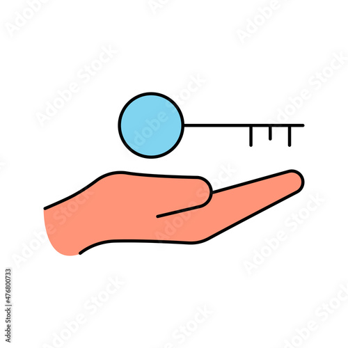 Home handover hand and key icon
