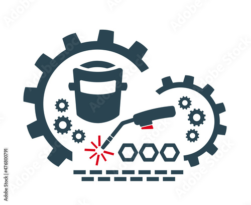 Vector illustration, logo, welding production icon. Construction industry. Isolated on a white background.