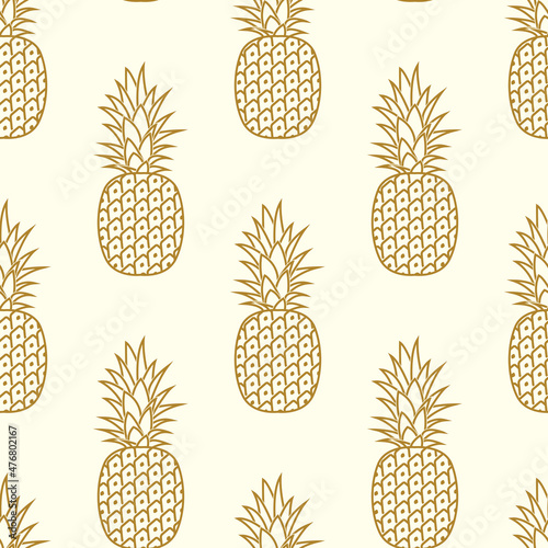 vector seamless golden pineapple pattern